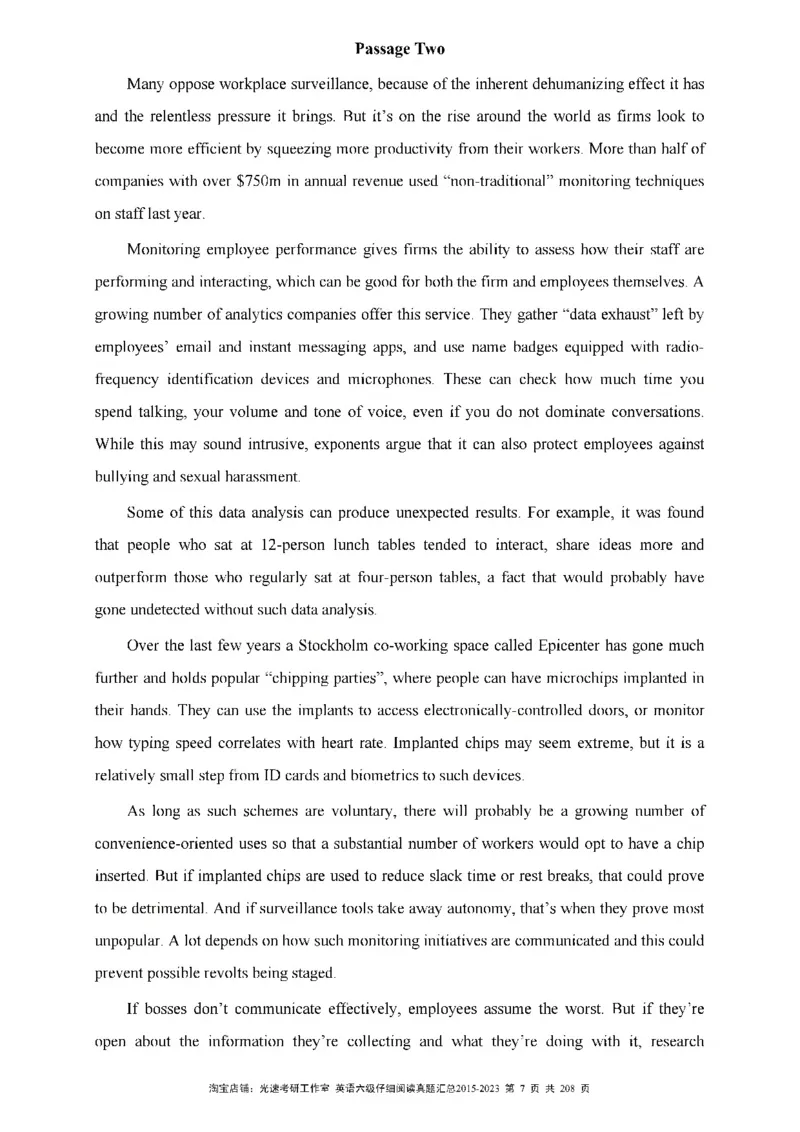 六级仔细阅读真题2015-2023_六级_六级仔细阅读_旧英语六级仔细阅读