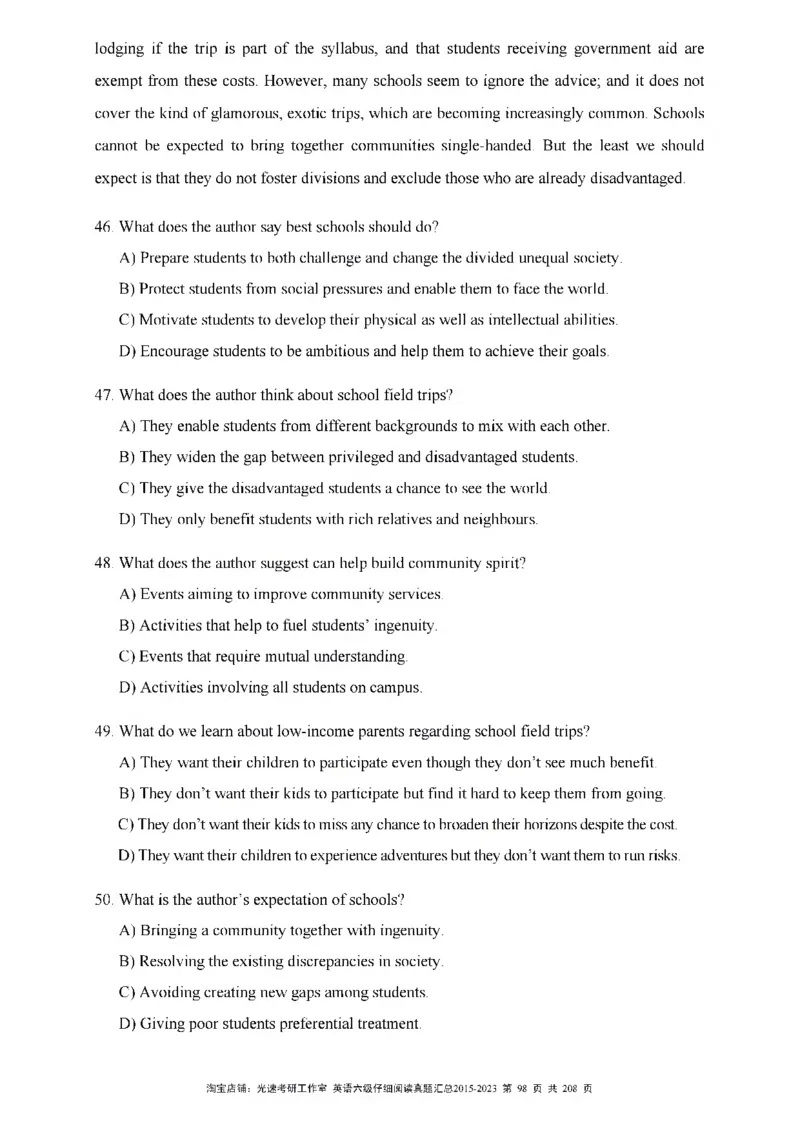 六级仔细阅读真题2015-2023_六级_六级仔细阅读_旧英语六级仔细阅读