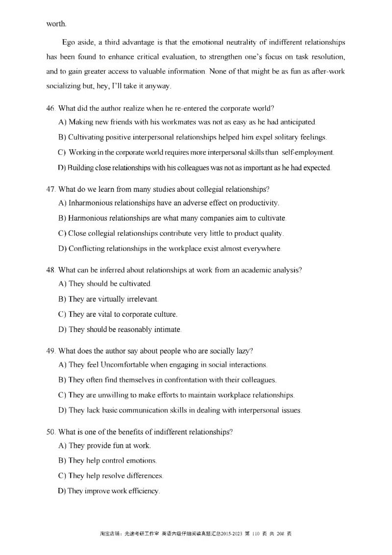 六级仔细阅读真题2015-2023_六级_六级仔细阅读_旧英语六级仔细阅读