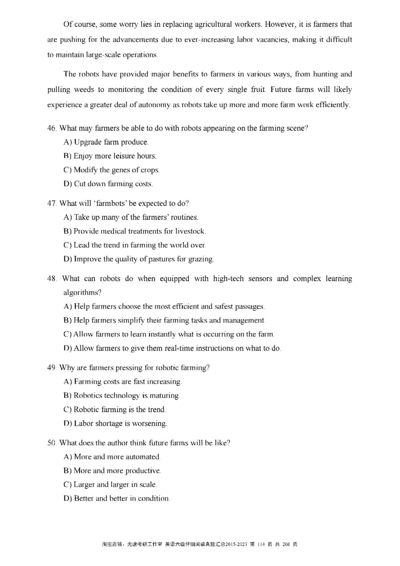 六级仔细阅读真题2015-2023_六级_六级仔细阅读_旧英语六级仔细阅读