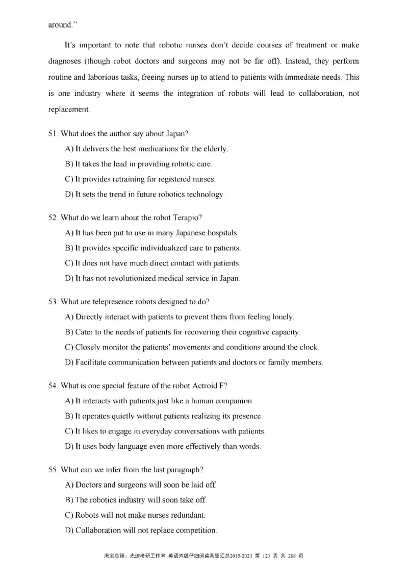 六级仔细阅读真题2015-2023_六级_六级仔细阅读_旧英语六级仔细阅读