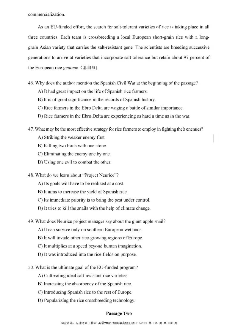 六级仔细阅读真题2015-2023_六级_六级仔细阅读_旧英语六级仔细阅读