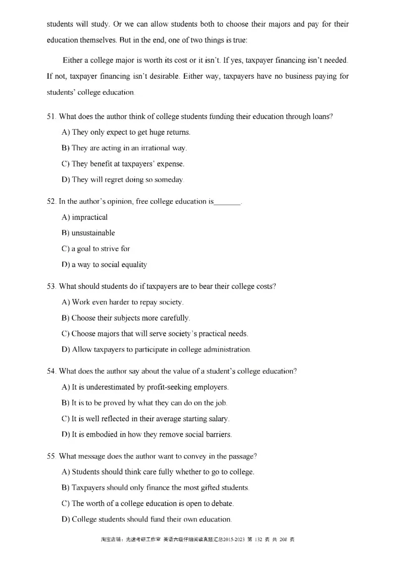六级仔细阅读真题2015-2023_六级_六级仔细阅读_旧英语六级仔细阅读