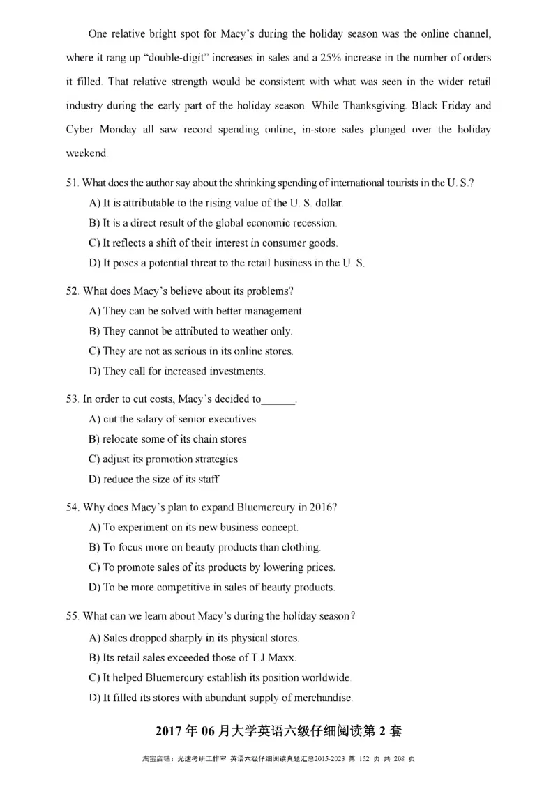 六级仔细阅读真题2015-2023_六级_六级仔细阅读_旧英语六级仔细阅读
