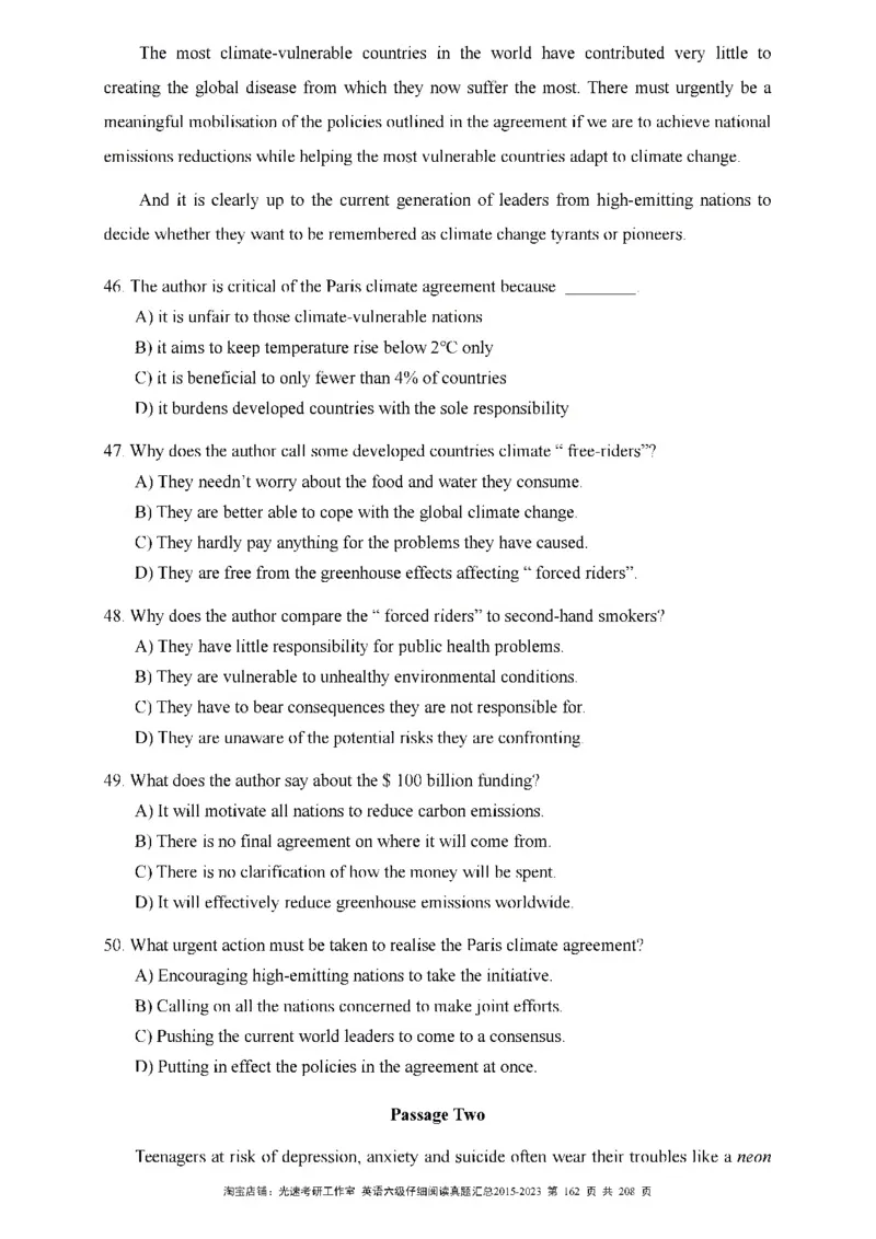 六级仔细阅读真题2015-2023_六级_六级仔细阅读_旧英语六级仔细阅读