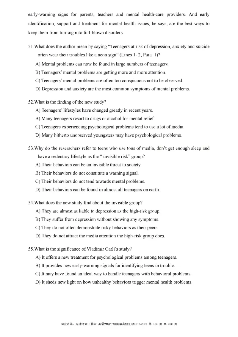 六级仔细阅读真题2015-2023_六级_六级仔细阅读_旧英语六级仔细阅读