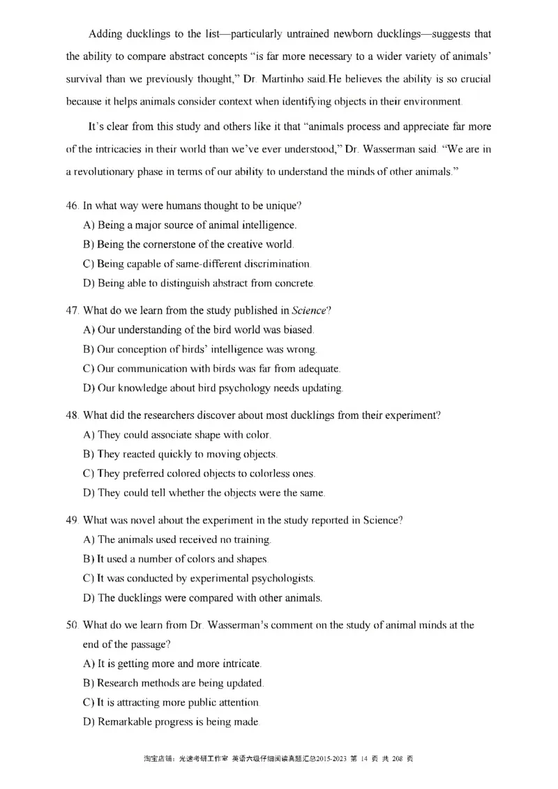六级仔细阅读真题2015-2023_六级_六级仔细阅读_旧英语六级仔细阅读