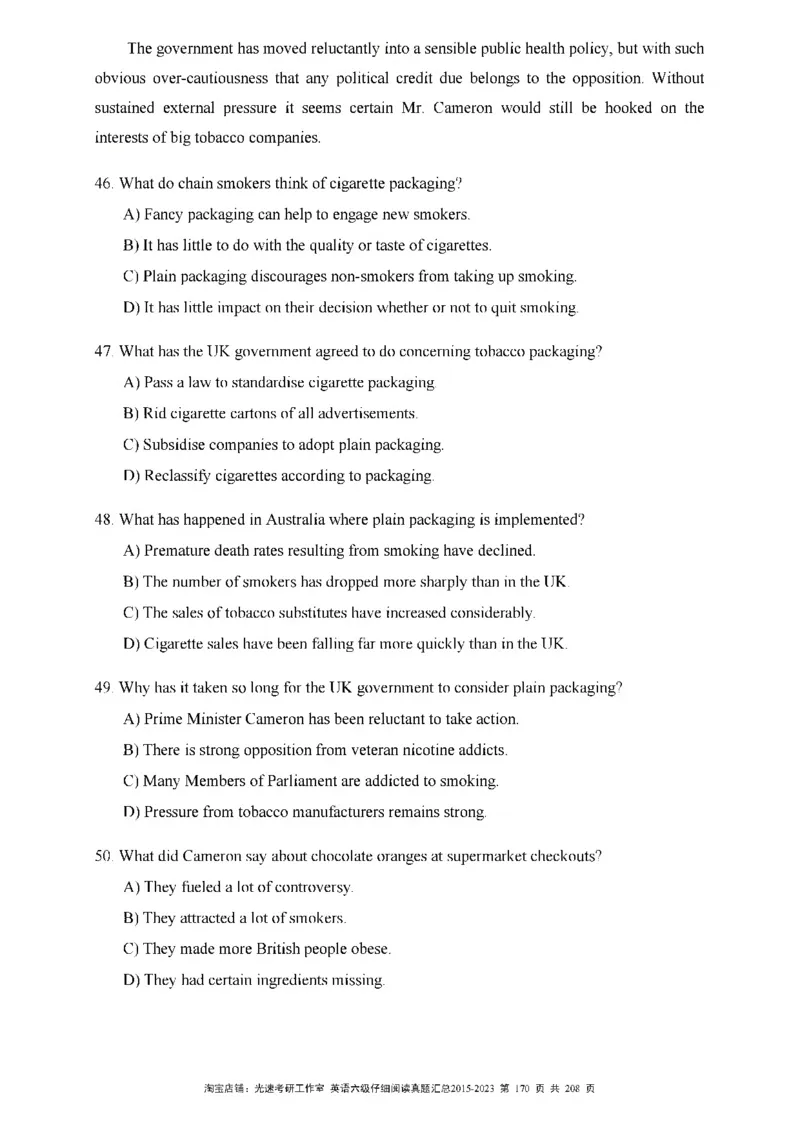 六级仔细阅读真题2015-2023_六级_六级仔细阅读_旧英语六级仔细阅读