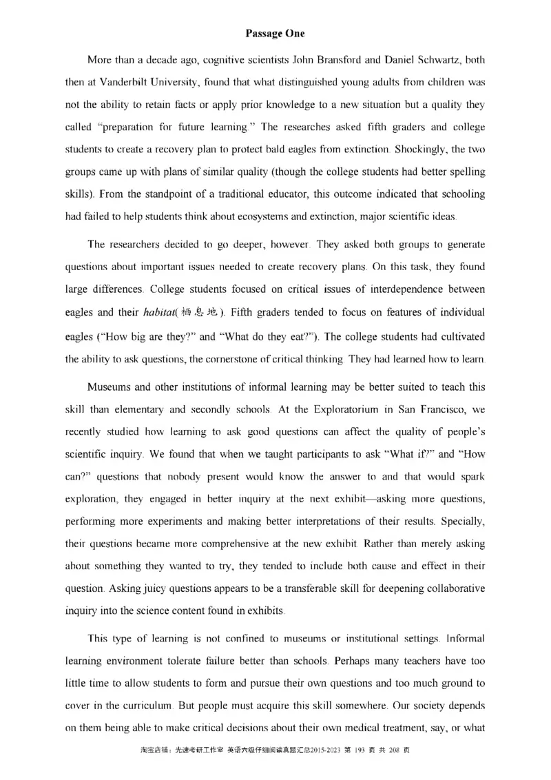 六级仔细阅读真题2015-2023_六级_六级仔细阅读_旧英语六级仔细阅读