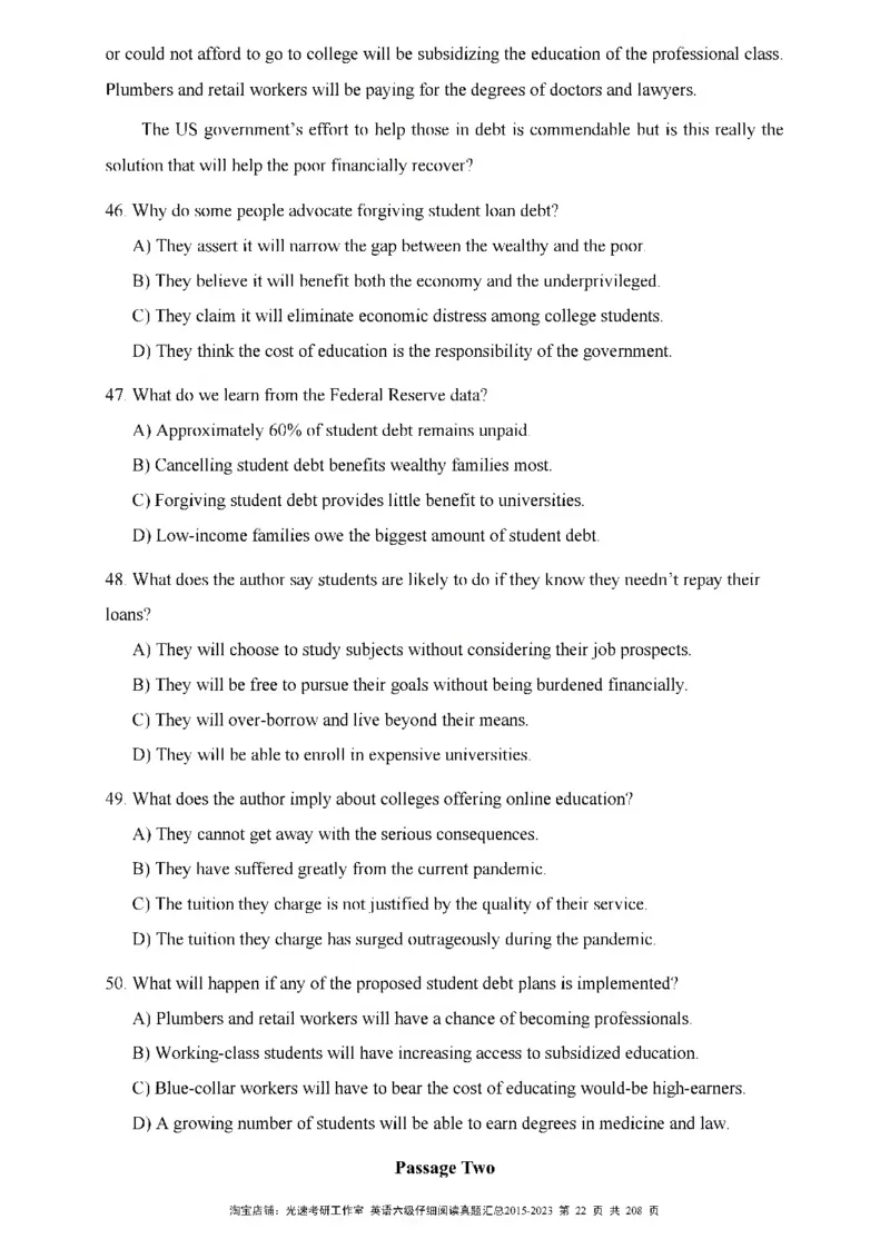 六级仔细阅读真题2015-2023_六级_六级仔细阅读_旧英语六级仔细阅读