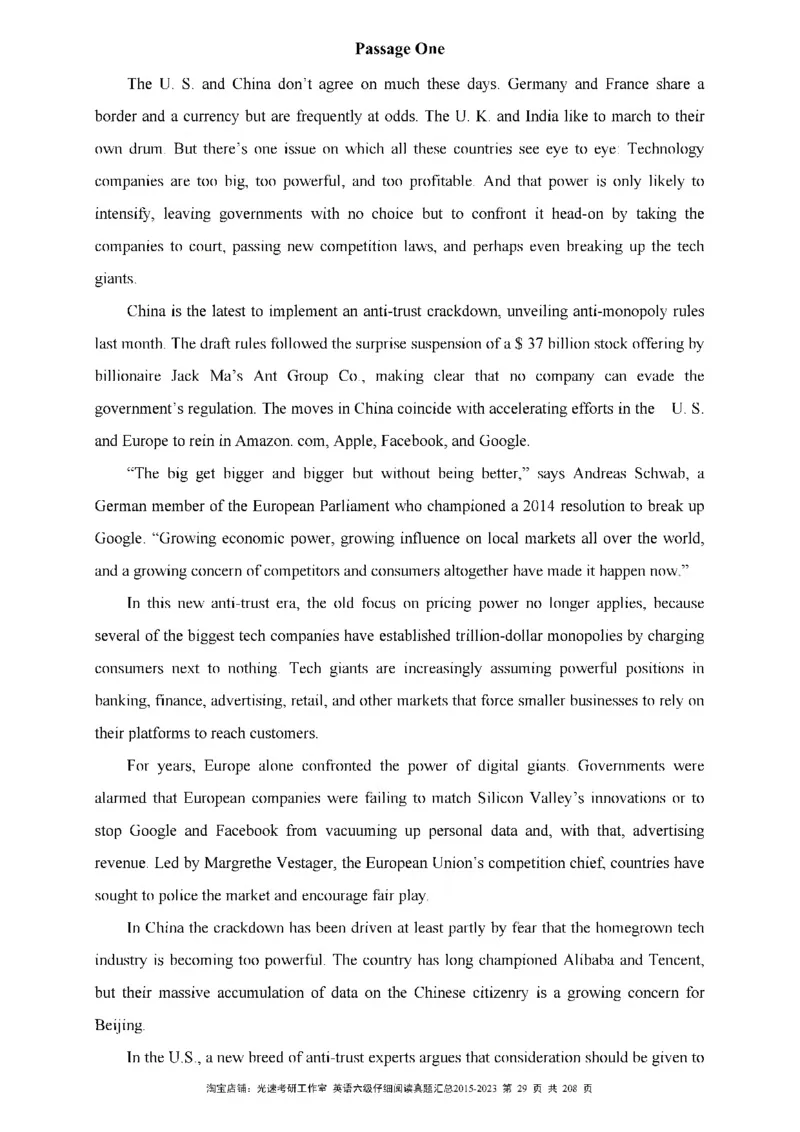 六级仔细阅读真题2015-2023_六级_六级仔细阅读_旧英语六级仔细阅读