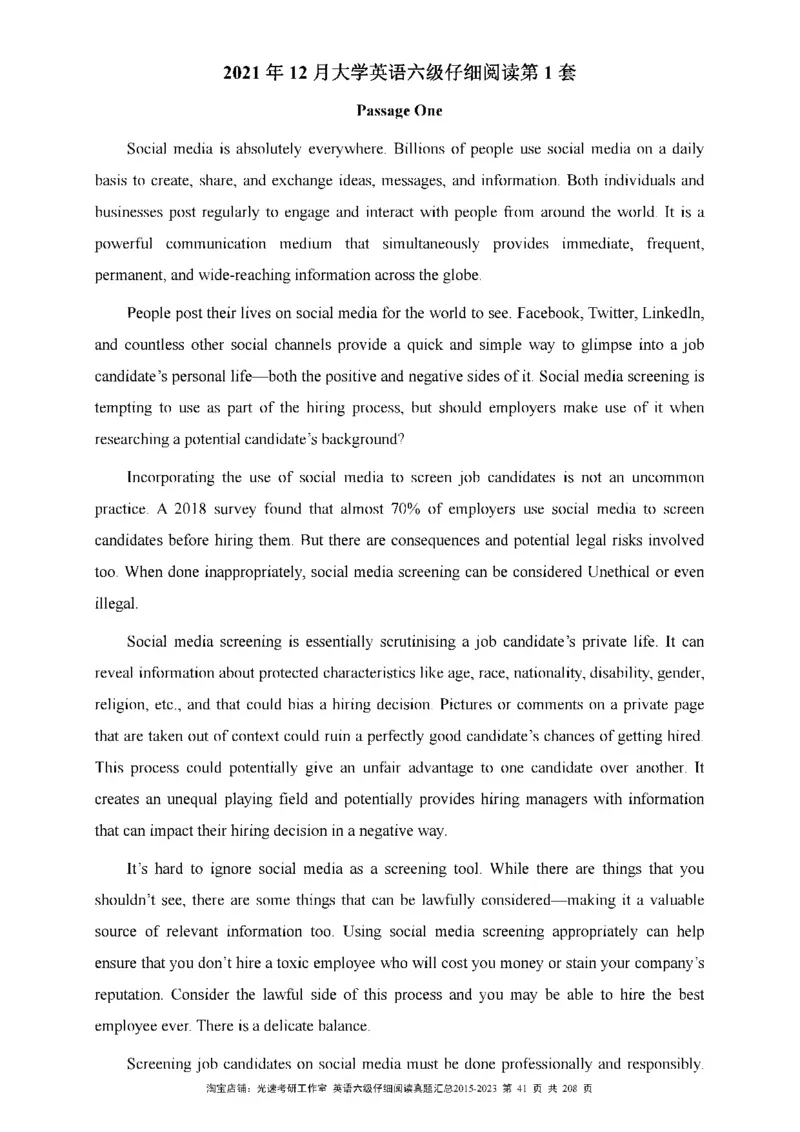 六级仔细阅读真题2015-2023_六级_六级仔细阅读_旧英语六级仔细阅读