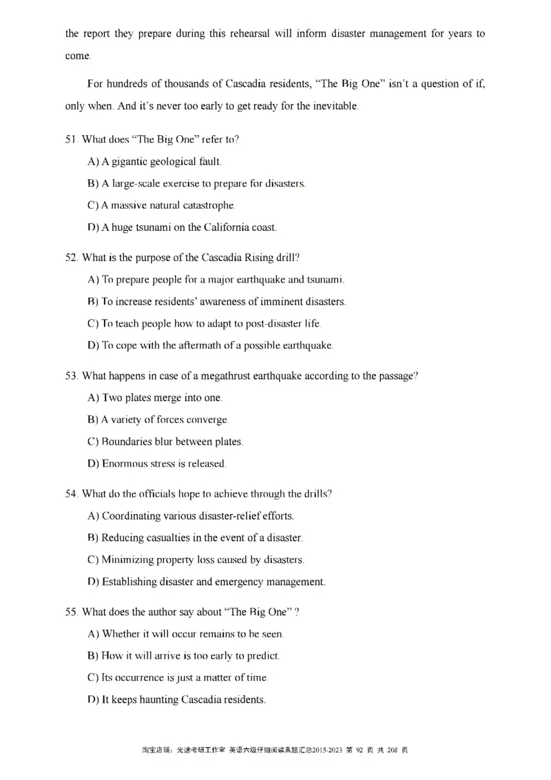 六级仔细阅读真题2015-2023_六级_六级仔细阅读_旧英语六级仔细阅读