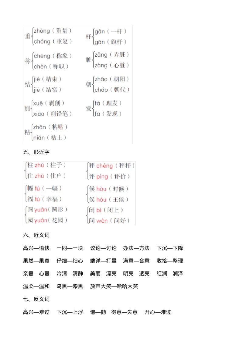 期末复习资料全套_二年级上下册资料_二年级语数英上下册学习资料_3-7-1、小学二年级语文上册_统编、部编、人教（语文全国统一只有一个版）_1、知识点总结_期末总复习