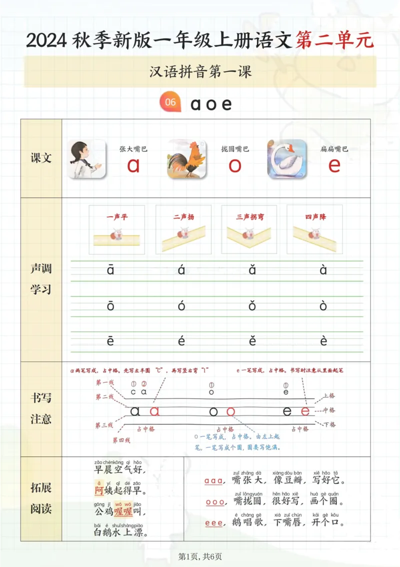 （打印版）一年级上册语文第二单元知识点_纯图版。_一到六小学晨读晚默晨诵晚读_24秋一年级上册各类资料(小纸条知识点默写单)
