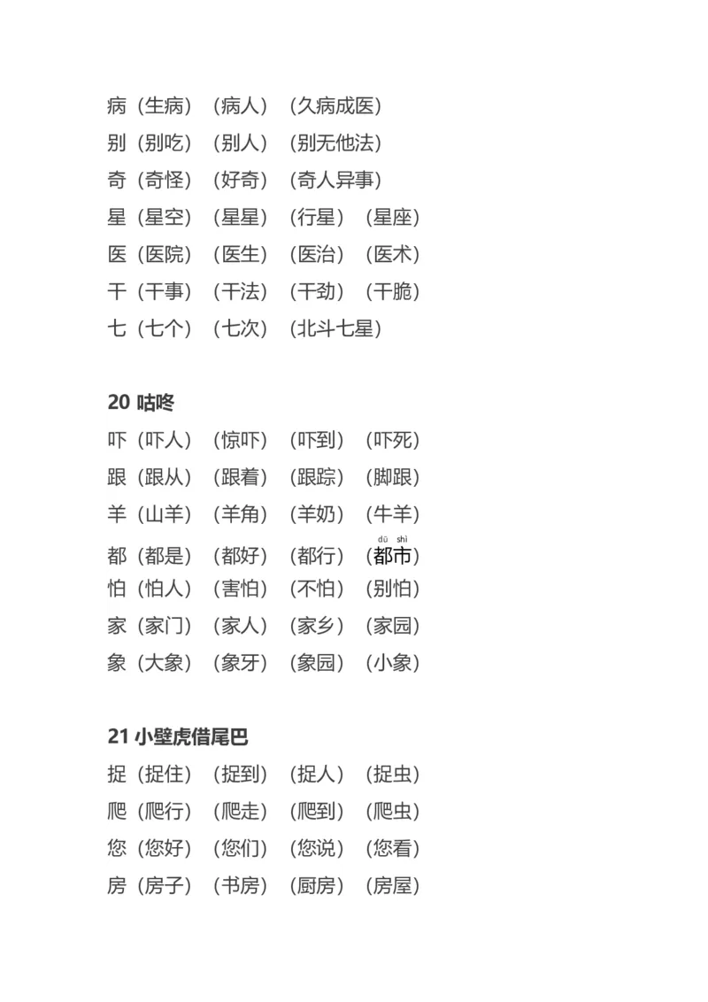 语文1下各单元知识要点归纳_一年级上下册资料_小学一年级学习资料-25年更新版_1-02、小学一年级语文下册_3-6-2-1、复习、知识点、归纳汇总_部编（人教）版_知识汇总