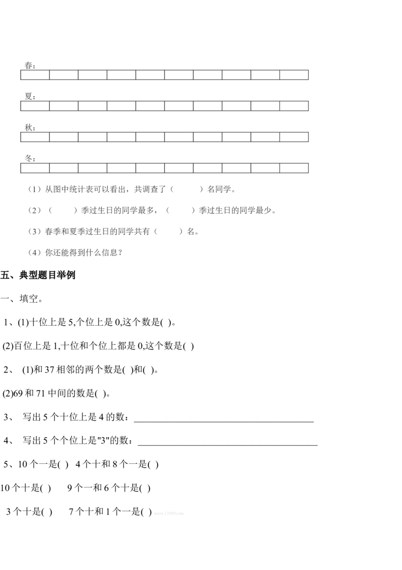 西师版小学一年级下册数学总复习练习题_一年级上下册资料_小学一年级学习资料-25年更新版_1-04、小学一年级数学下册_1-4-2、练习题、作业、试题、试卷_西师版_期末测试卷