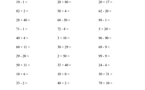 （100以内的加减法(一)4000题2_小学数学口算竖式脱式计算应用题一二三四五六年级上下册电_小学数学口算题库电子版（1-6）_小学数学口算一年级_口算1年级上册18000题
