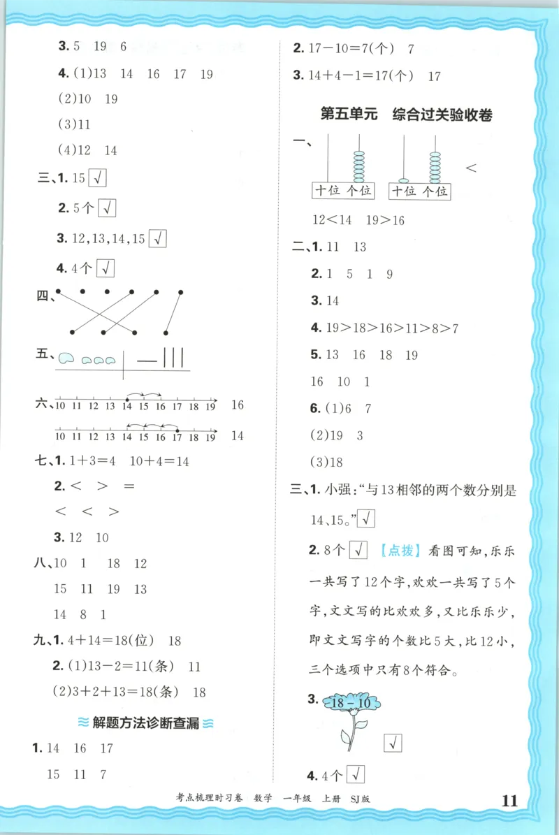 答案_25秋小学语数英习题试卷_数学_苏教版_数学《王朝霞考点梳理时习卷》苏教25秋(1)_考点梳理时习卷数学SJ1上