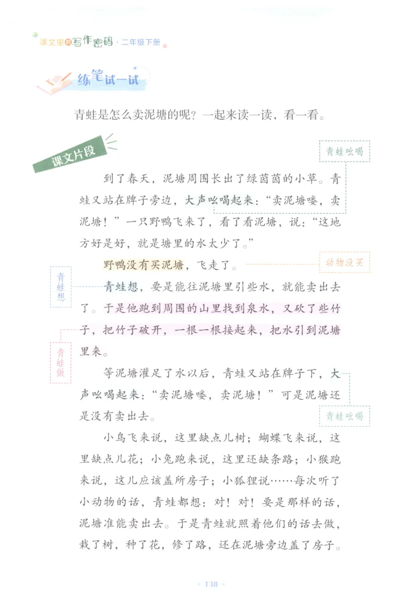 课文里的写作密码二年级下册_二年级上下册资料_小学二年级学习资料-25年更新版_2-02、小学二年级语文下册_2-2-2、练习题、作业、试题、试卷_专项练习_看图写话作文类
