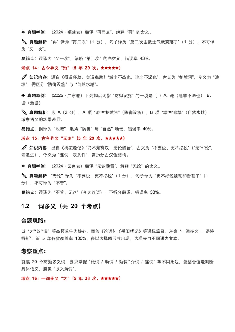 近5年全国各地中考语文古诗文阅读(文言词汇)200个高频考点+50个高频易错点_462026中考语文一轮复习练考点+练专题+练模块_古诗文阅读(文言词汇)