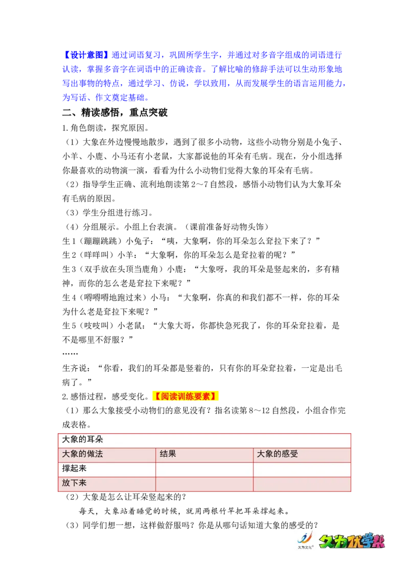 课文19.大象的耳朵_二年级上下册资料_小学二年级学习资料-25年更新版_2-02、小学二年级语文下册_2-2-3、课件、讲义、教案_《名师教案》语文二年级下册（2022春）_第七单元