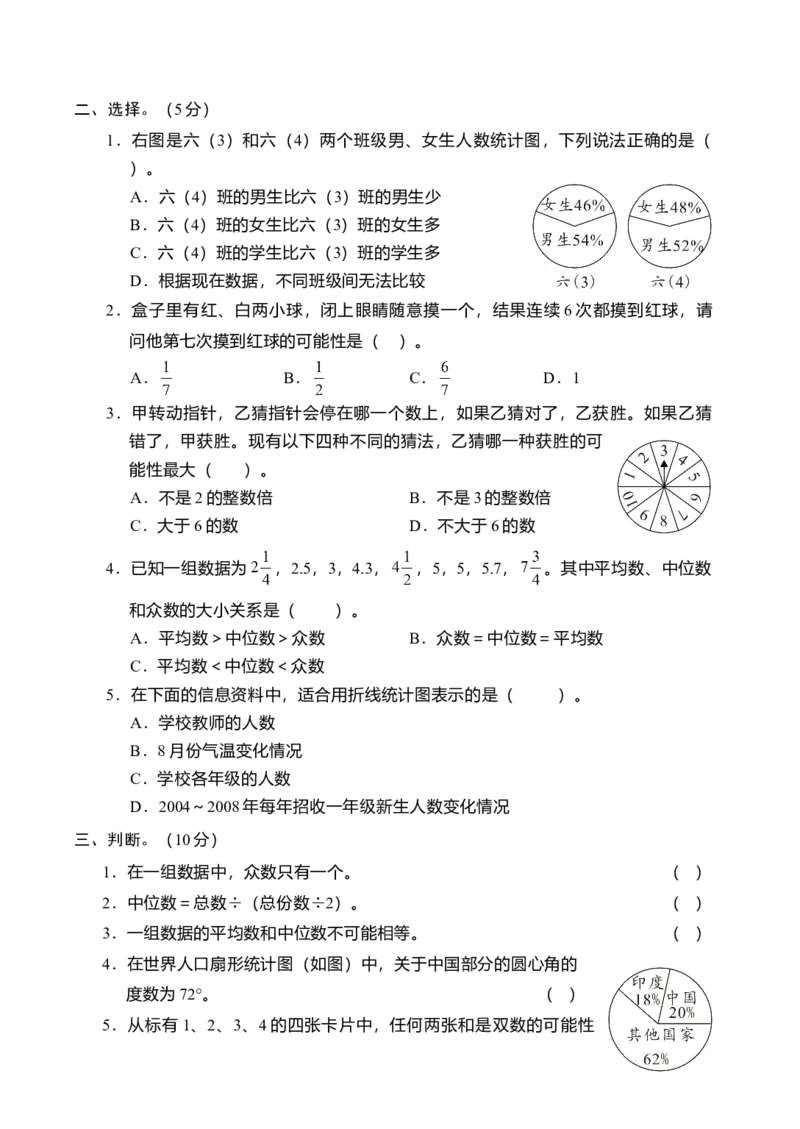 试题多套_小学数学母题大全一二三四五六年级上下册一题多解题母题解_练习题大全_赠送-6年级复习资料_下册