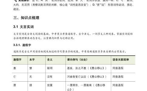 2026年全国中考语文一轮复习讲义：古诗文阅读(文言词汇)(全国适用)(含答案解析)_462026中考语文一轮复习练考点+练专题+练模块_古诗文阅读(文言词汇)