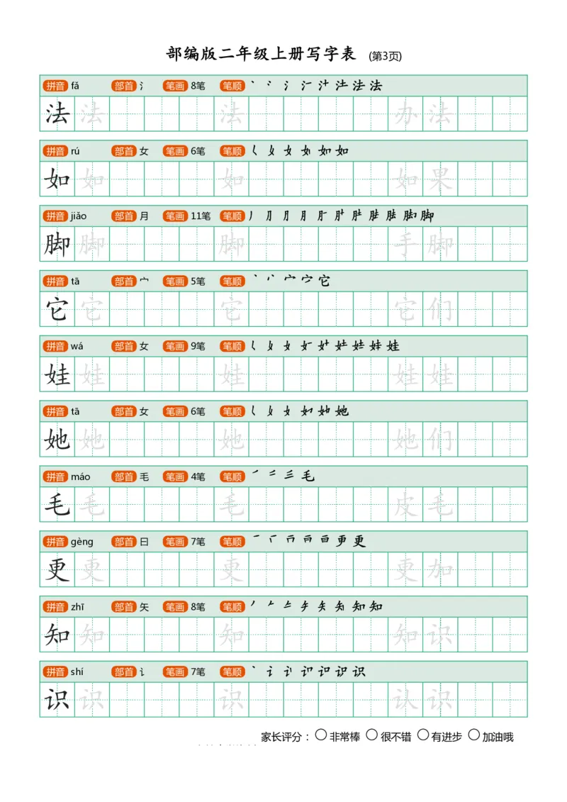 部编版-二年级上册写字表25页_二年级上下册资料_小学二年级学习资料-25年更新版_2-01、小学二年级语文上册_2-1-5、字贴、书写、晨读