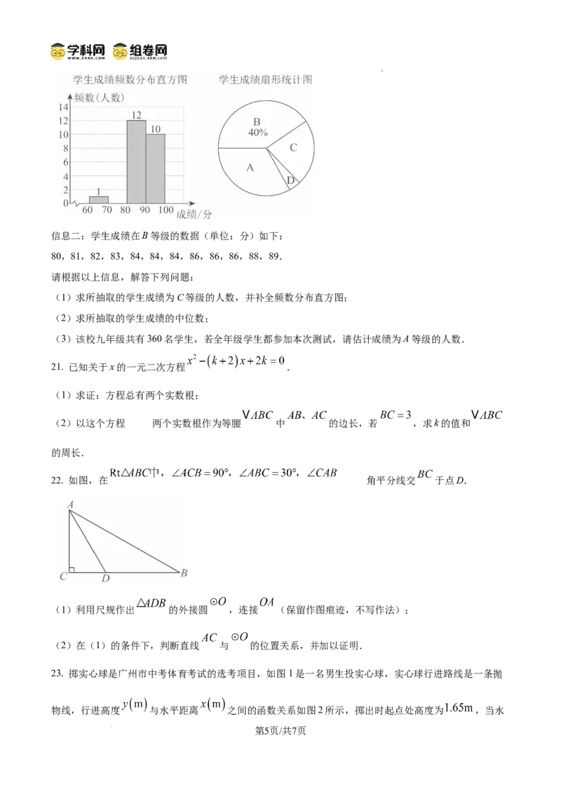 精品解析：广东省广州市天河区汇景实验学校2024~2025学年上学期九年级数学期中考试试卷（原卷版）_广州九上月考+期中+期末+一模二模+中考真题_2024年秋9年级期中数学试卷和答案解析32份