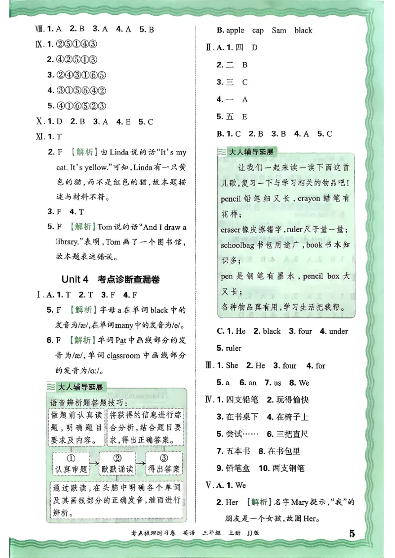 英语三年级上册JJ版考点梳理时习卷_25秋小学语数英习题试卷_英语_冀教版_英语《王朝霞考点梳理时习卷》冀教25秋_25秋《王朝霞考点梳理时习卷》英语冀教三上