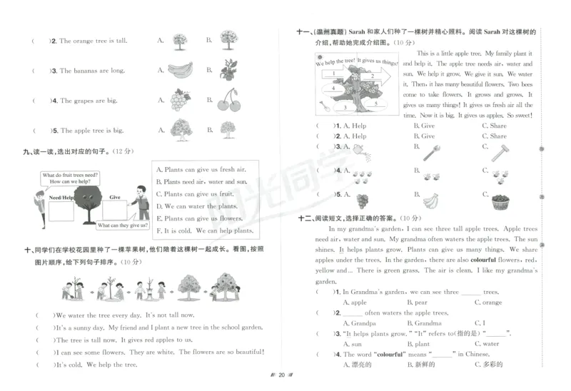 提优新卷_25秋小学语数英习题试卷_英语_人教版_英语《阳光同学提优新卷》人教25秋_提优新卷英语人教3