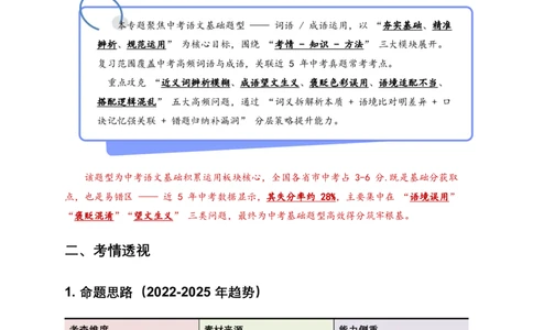 词语成语运用(原卷)_462026中考语文一轮复习练考点+练专题+练模块_词语成语运用