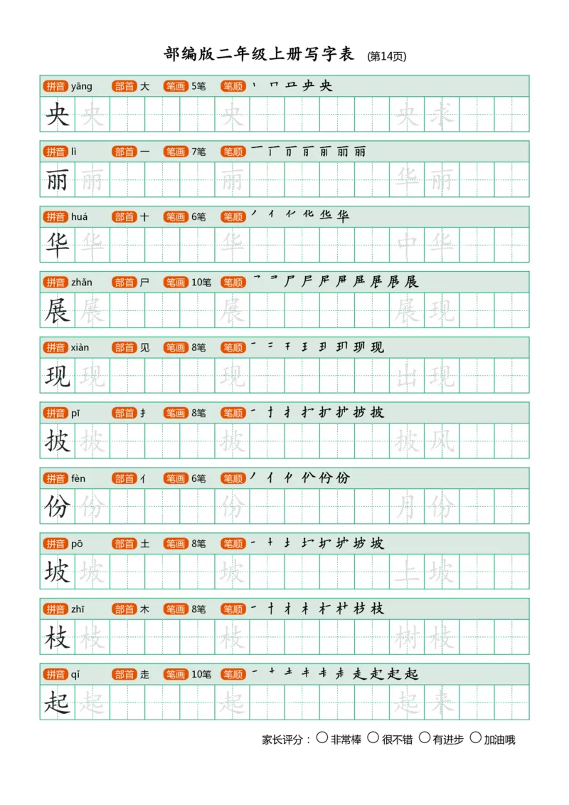 部编版二年级上册写字表(带笔顺、可打印)_二年级上下册资料_二年级语数英上下册学习资料_3-7-1、小学二年级语文上册_统编、部编、人教（语文全国统一只有一个版）_8、字贴书写