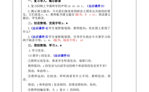 汉语拼音9yw优质版教案_25秋七彩课堂统编版语文一年级上册教学资源包_七彩课堂统编版语文一年级上册教案_优质版教案_第三单元