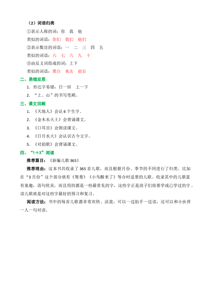 第一单元核心知识点_一年级上下册资料_一年级上语数英上下册学习资料_3-6-1、小学一年级语文上册_统编、部编、人教（语文全国统一只有一个版）_2023新增_2023秋一上语文单元核心知识点