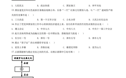 2021年吉林省长春市中考历史真题（空白卷）_吉林省长春市-历年中考真题_6-吉林省长春市-中考历史（2016-2025）