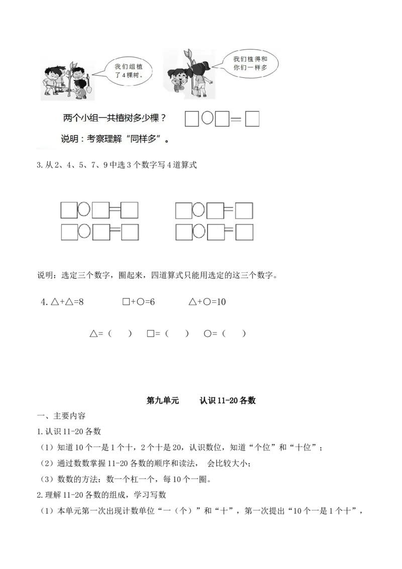 苏教版数学一年级上册期末知识点整理全_一年级上下册资料_小学一年级学习资料-25年更新版_1-03、小学一年级数学上册_苏教版_01、知识汇总