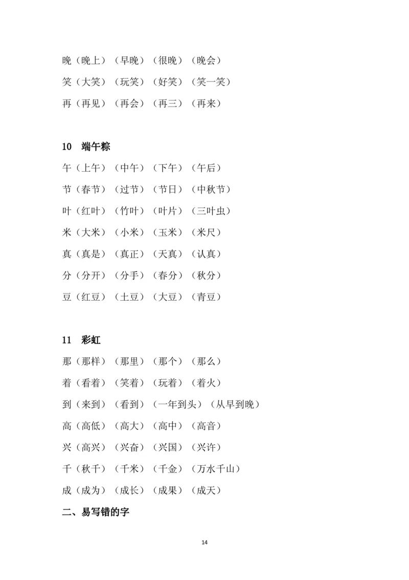 部编版一年级下册课文知识点_一年级上下册资料_小学一年级学习资料-25年更新版_1-02、小学一年级语文下册_3-6-2-1、复习、知识点、归纳汇总_部编（人教）版_知识汇总
