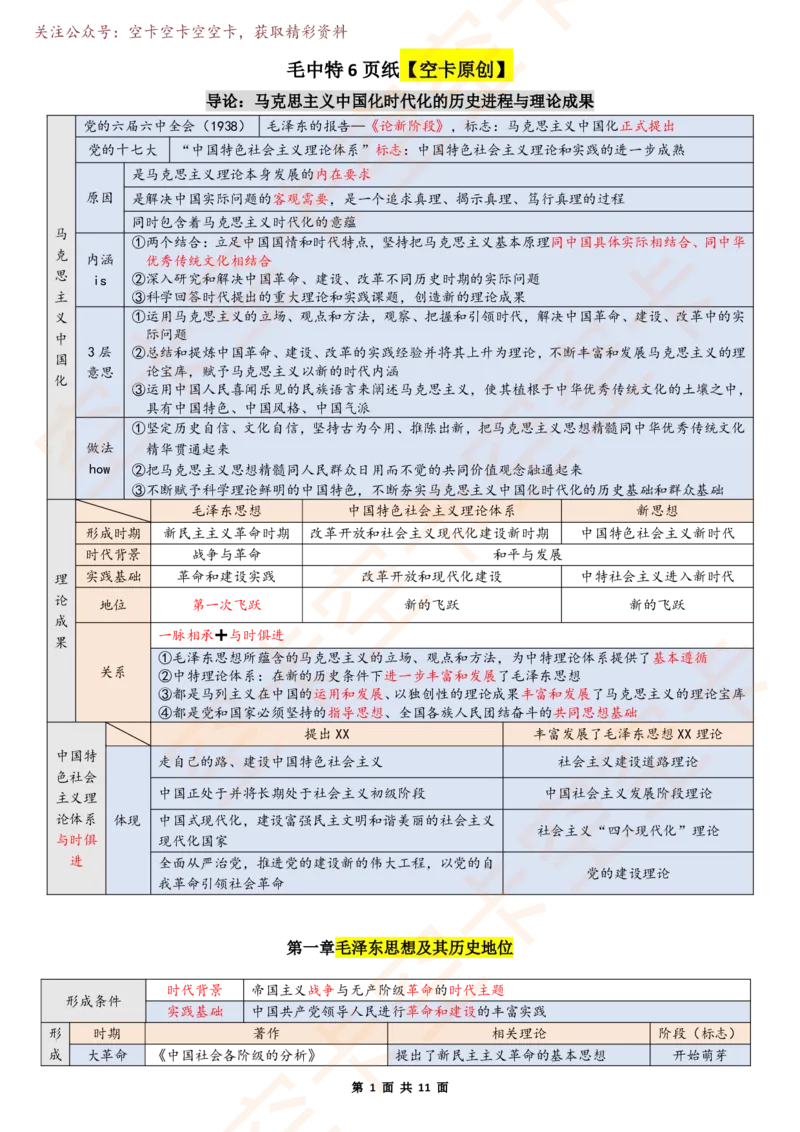 1121788181451777毛中特6页纸空卡原创_2026考公资料_（49）政治理论合集_政治理论合集_空卡政治9.9考研救命资料包（政治理论可看）