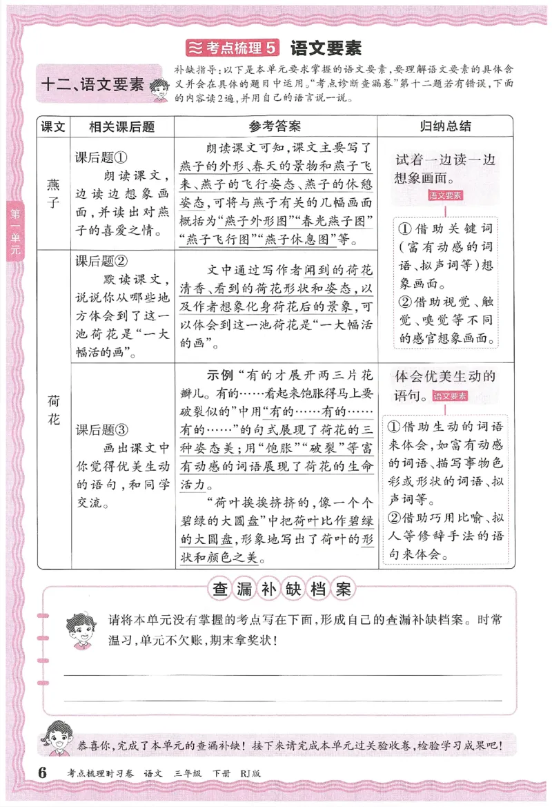 考点梳理时习卷语文三年级下补缺手册_三年级上下册资料_53黄冈多个品牌系列资料_语文