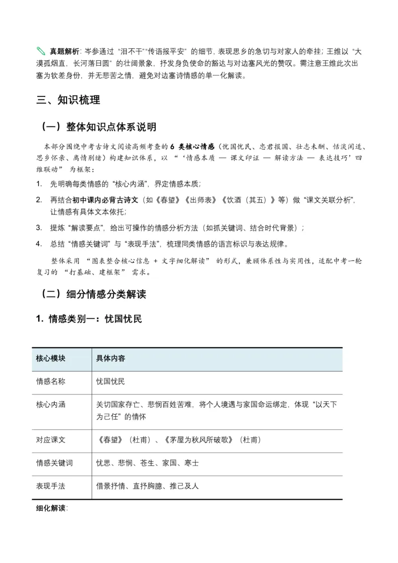 古诗文阅读之情感主旨(全国适用)(原卷)_462026中考语文一轮复习练考点+练专题+练模块_古诗文阅读之情感主旨