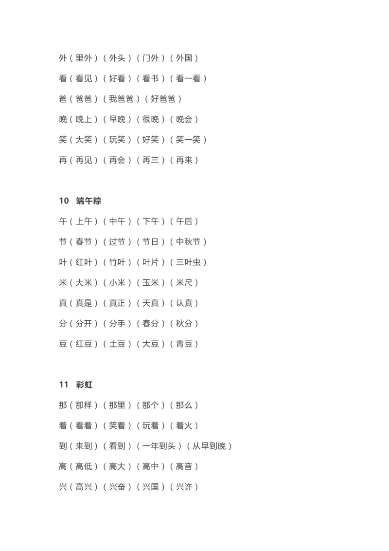 部编版一年级语文（下册）全册知识要点汇总_一年级上下册资料_小学一年级学习资料-25年更新版_1-02、小学一年级语文下册_3-6-2-1、复习、知识点、归纳汇总_部编（人教）版_知识汇总