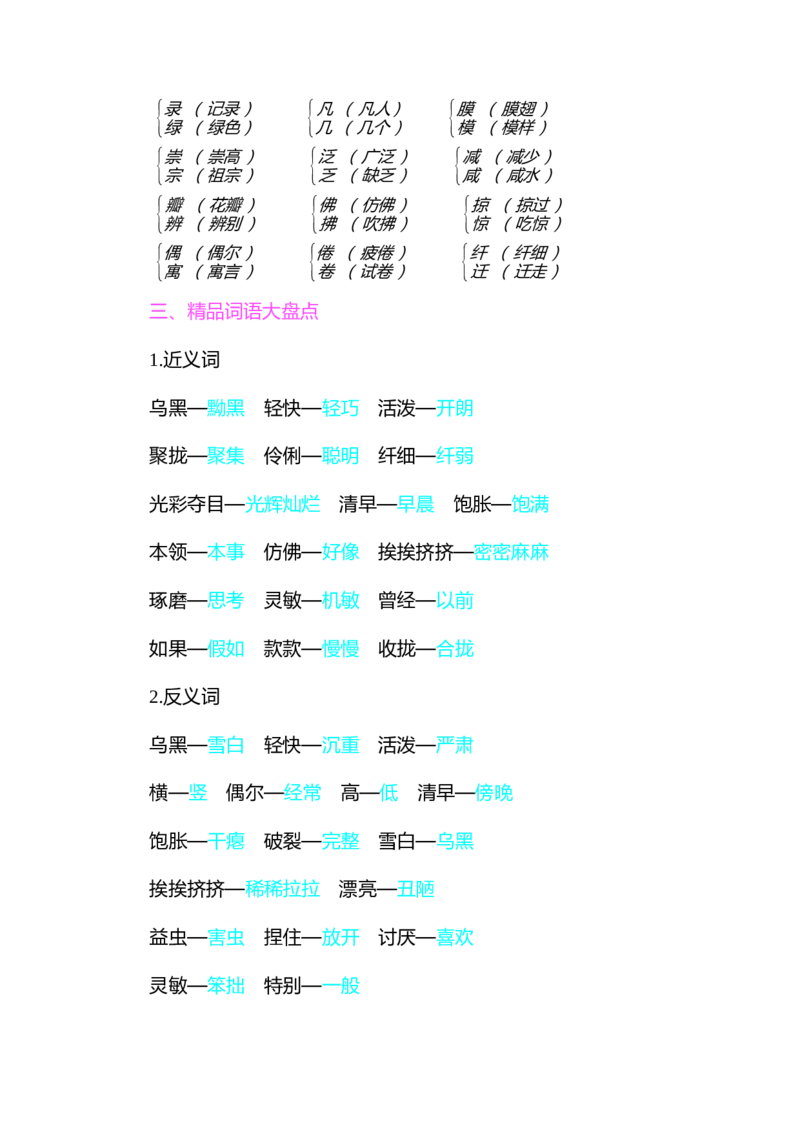 知识小结-第一单元_三年级上下册资料_小学三年级学习资料-25年更新版_3-02、小学三年级语文下册_3-2-1、学习资料、复习、知识点、归纳汇总_语文3年级1-8单元知识小结