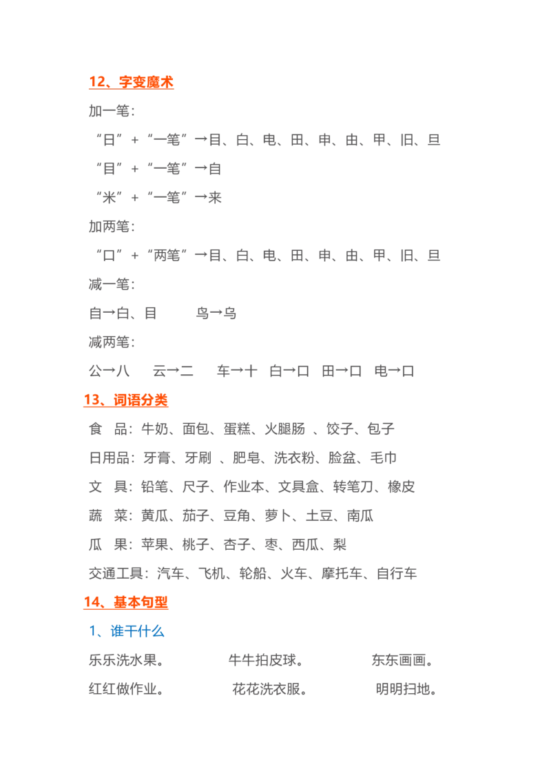 统编语文一年级上册期末复习知识点汇总_一年级上下册资料_小学一年级学习资料-25年更新版_1-01、小学一年级语文上册_01、知识汇总