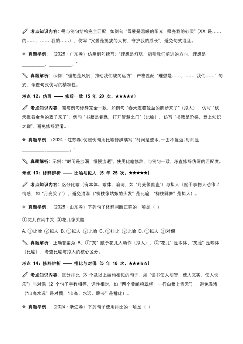 近5年全国各地语文中考语言运用50个高频考点+30个高频易错点_462026中考语文一轮复习练考点+练专题+练模块_语言运用