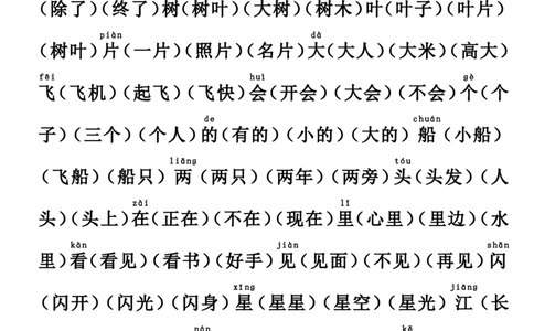 部编版人教版一年级语文上册组词练习_一年级上下册资料_小学一年级学习资料-25年更新版_1-01、小学一年级语文上册_08、专项练习_拼音生字