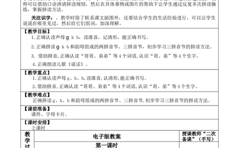 汉语拼音5gkh优质版教案_25秋七彩课堂统编版语文一年级上册教学资源包_七彩课堂统编版语文一年级上册教案_优质版教案_第三单元