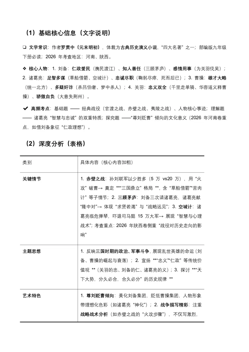 2026年全国各地中考语文一轮复习讲义：名著阅读(含答案解析)_462026中考语文一轮复习练考点+练专题+练模块_名著阅读