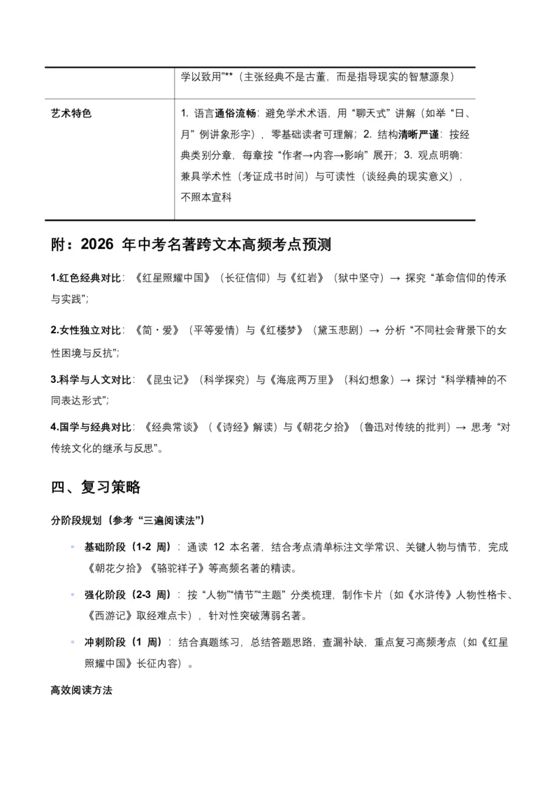 2026年全国各地中考语文一轮复习讲义：名著阅读(含答案解析)_462026中考语文一轮复习练考点+练专题+练模块_名著阅读